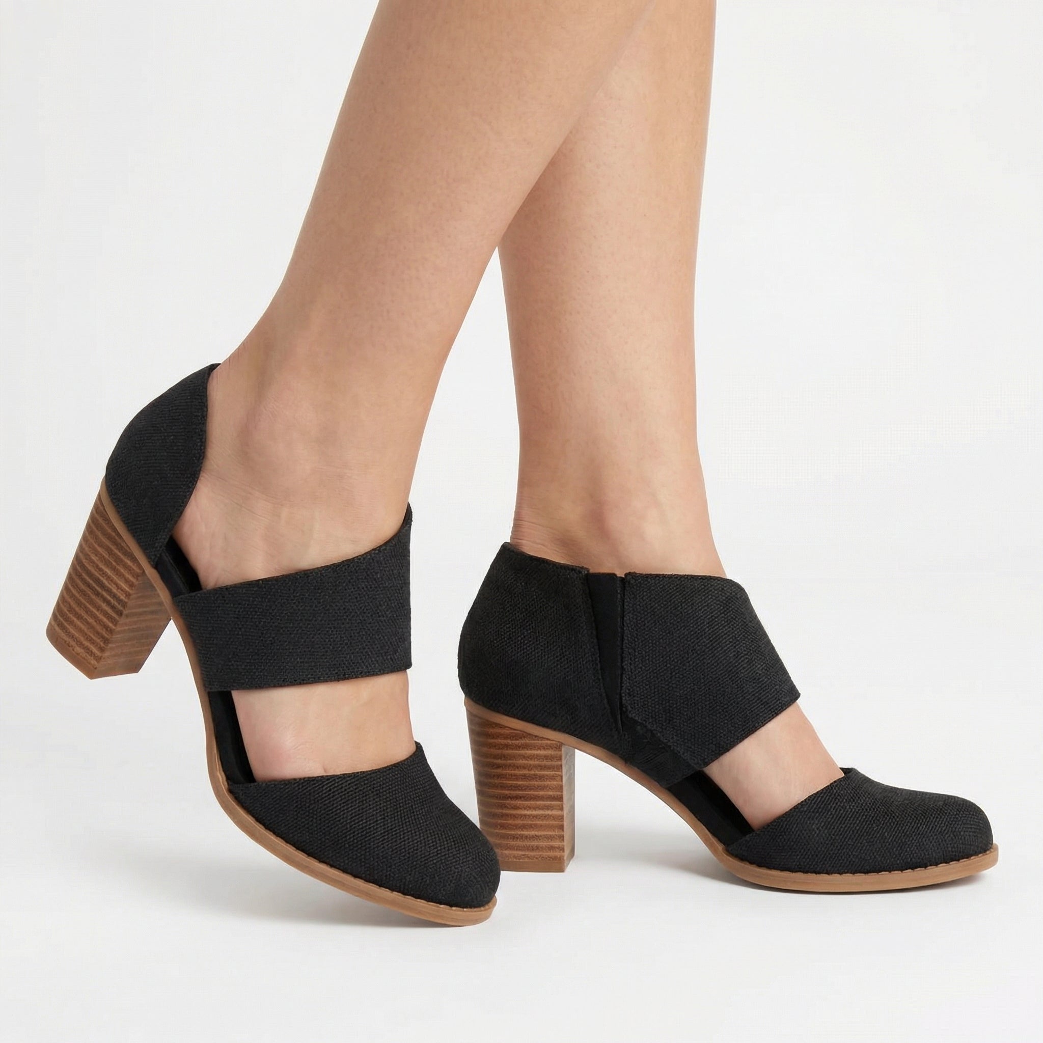 Milan Closed Toe Heels - Geo Basket PU Leather, CloudBound Insole, Side Zipper Entry