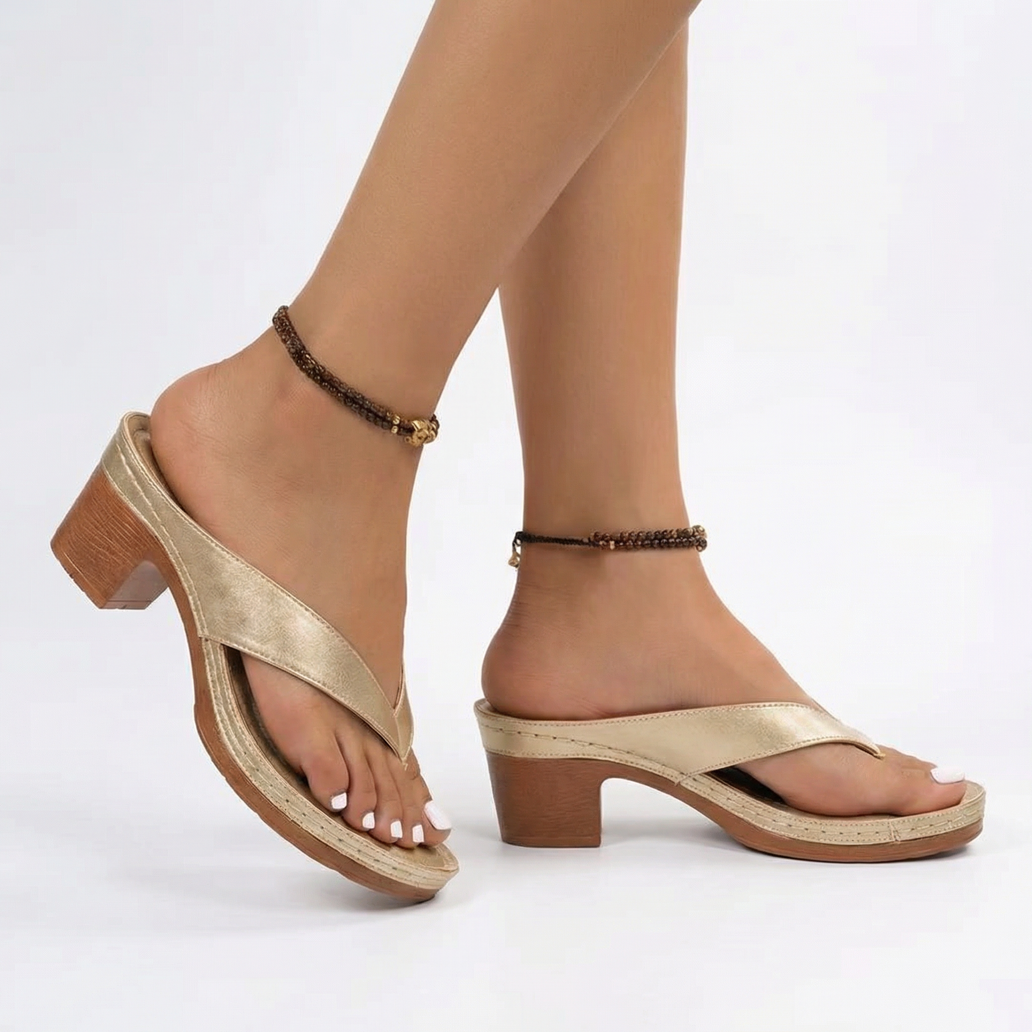 Abigail Heel Sandals - Ergonomic Arch Support, Cushioned Breathable Insole, Non-Slip Rubber Sole
