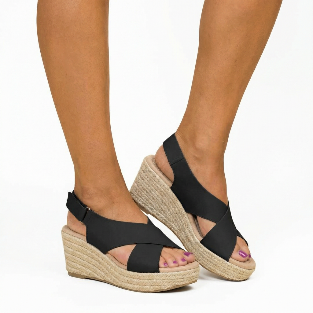 Stella Lightweight Summer Sandals - Adjustable Ankle Strap, Cushioned Sole, Vegan Leather Open-Toe Style