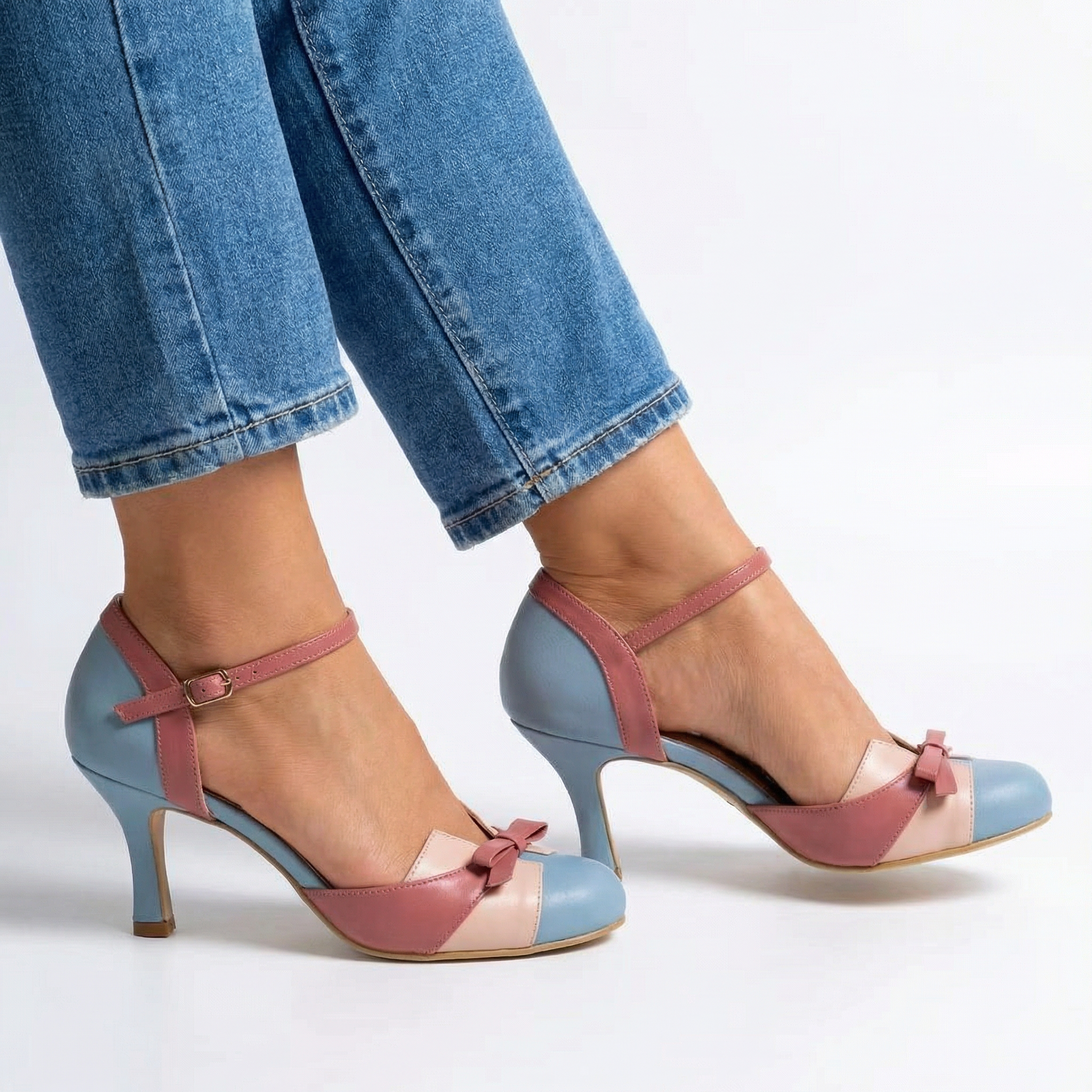 Eva Heeled Sandals - Anatomical Cushioning, Adjustable Ankle Strap, Breathable Side Cut-Outs (Vegan Leather)