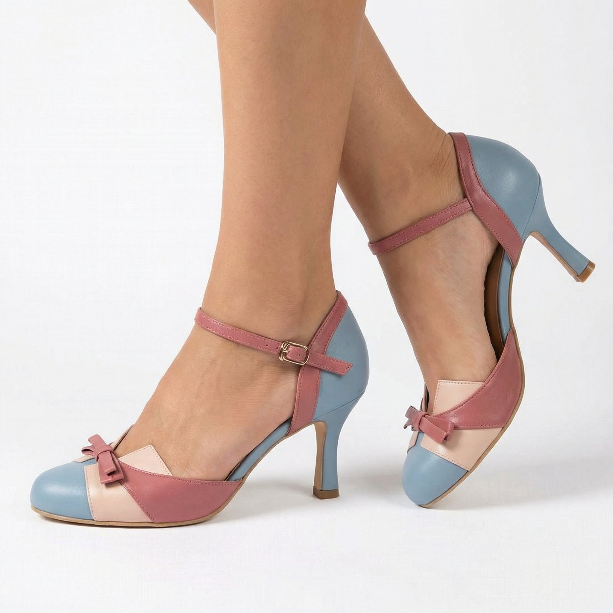 Eva Heeled Sandals - Anatomical Cushioning, Adjustable Ankle Strap, Breathable Side Cut-Outs (Vegan Leather)