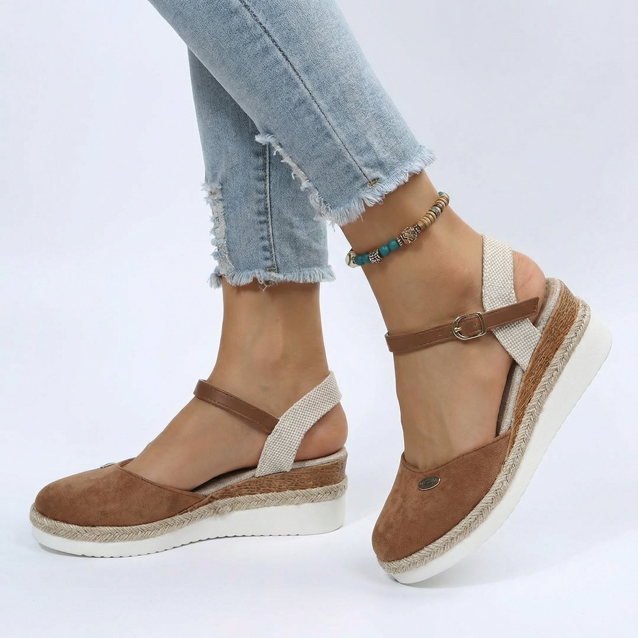 Lillian Closed-Toe Platform Espadrilles - Jute-Wrapped Midsole, Adjustable Ankle Strap, Canvas Heel Support