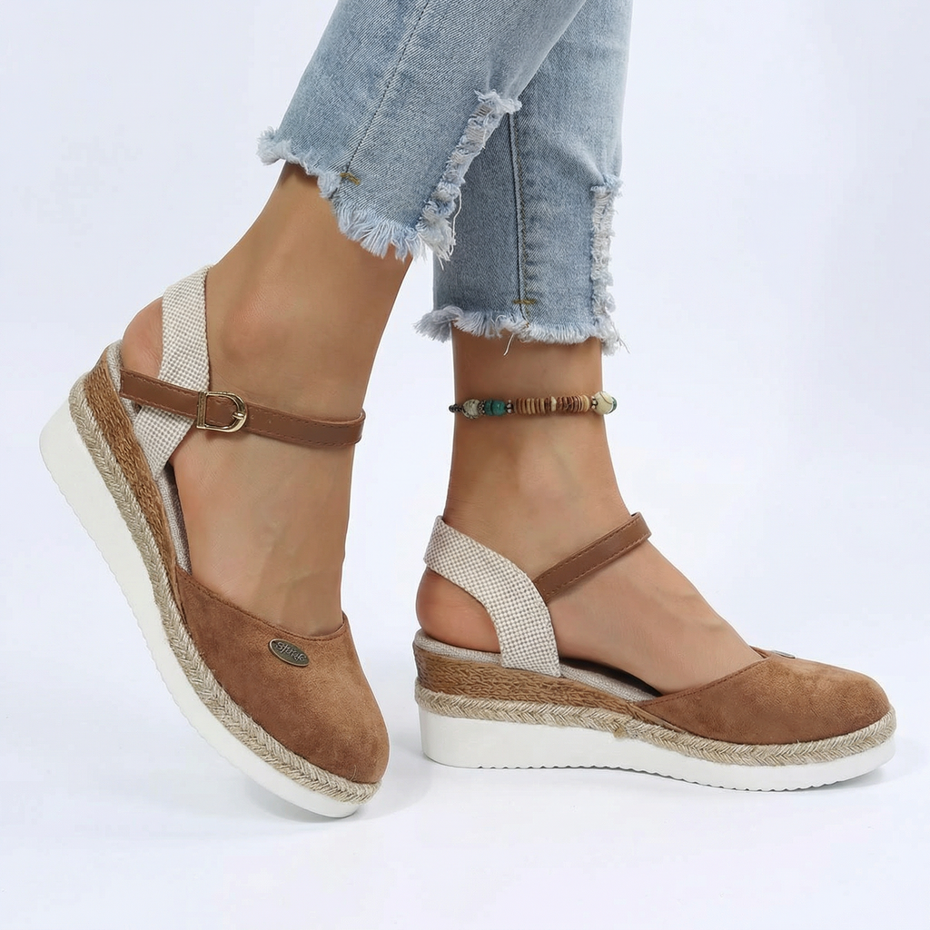 Lillian Closed-Toe Platform Espadrilles - Jute-Wrapped Midsole, Adjustable Ankle Strap, Canvas Heel Support
