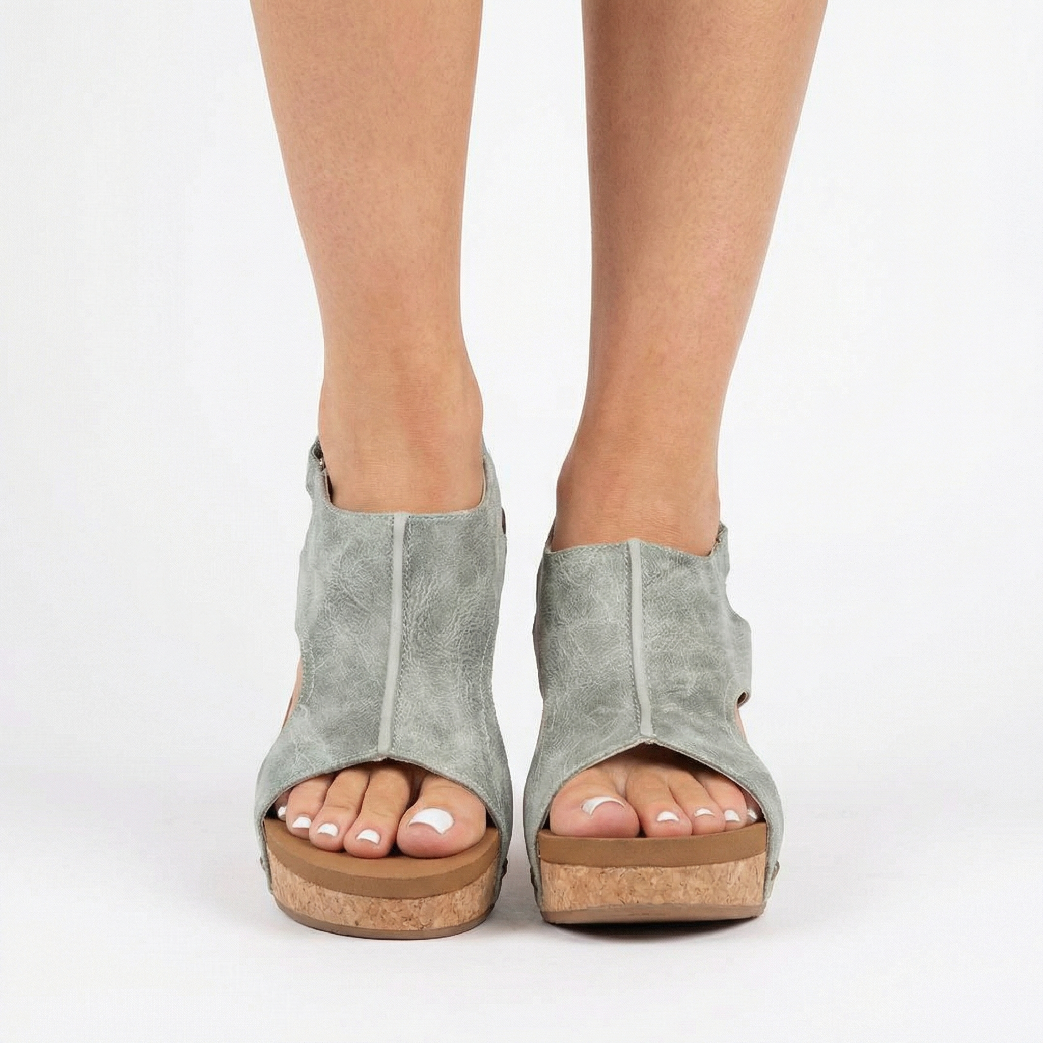 Madeline Vegan Wedge Sandals - Cork Wedge Heel, Cushioned Sole, Non-Slip Rubber Outsole