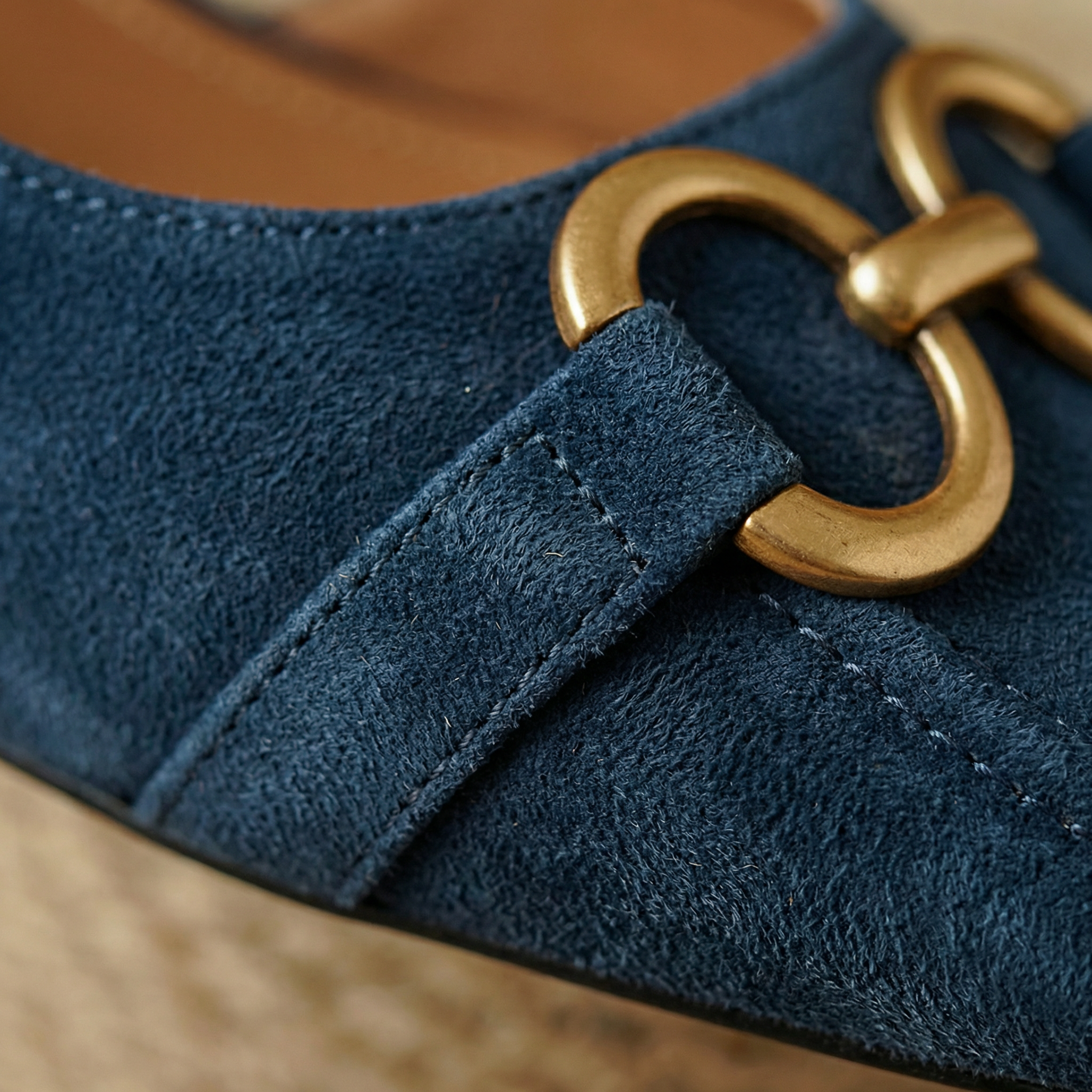 Nora Chic Ergonomic Slingback Flats - Suede-Effect Finish, Cushioned Insole, Gold-Toned Hardware Detail