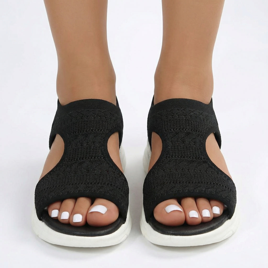 Ortho Cushioned Knit Sport Sandals - Breathable Upper, Ergonomic Arch Support, Lightweight Slip-On Design