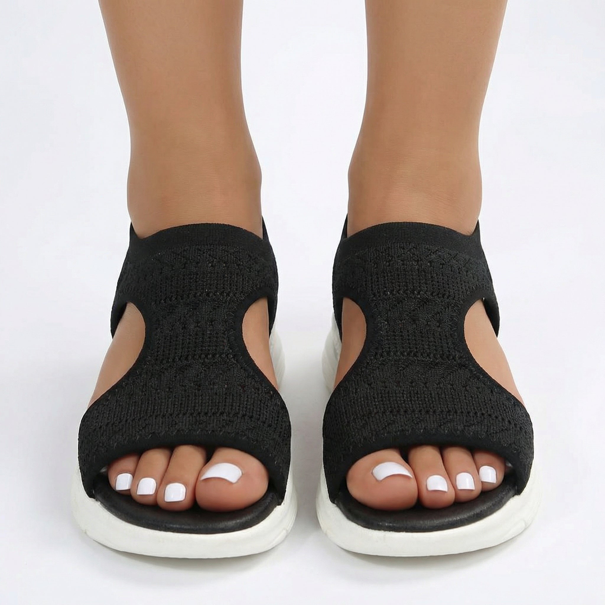 Ortho Cushioned Knit Sport Sandals - Breathable Upper, Ergonomic Arch Support, Lightweight Slip-On Design