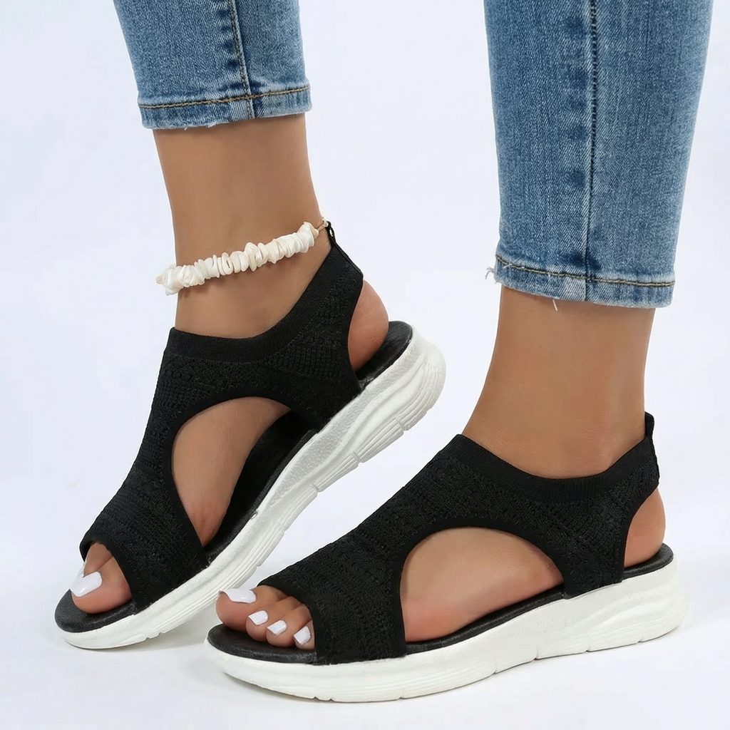 Ortho Cushioned Knit Sport Sandals - Breathable Upper, Ergonomic Arch Support, Lightweight Slip-On Design