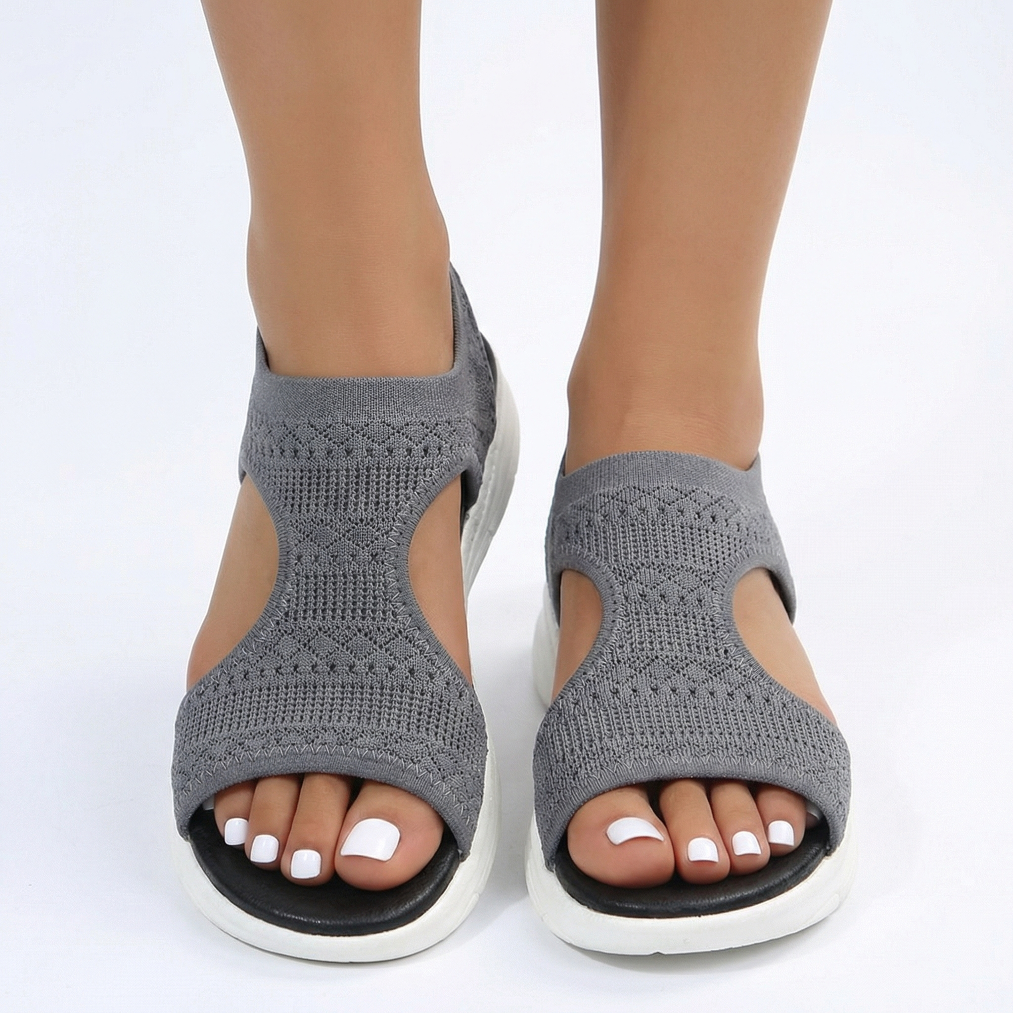 Ortho Cushioned Knit Sport Sandals - Breathable Upper, Ergonomic Arch Support, Lightweight Slip-On Design