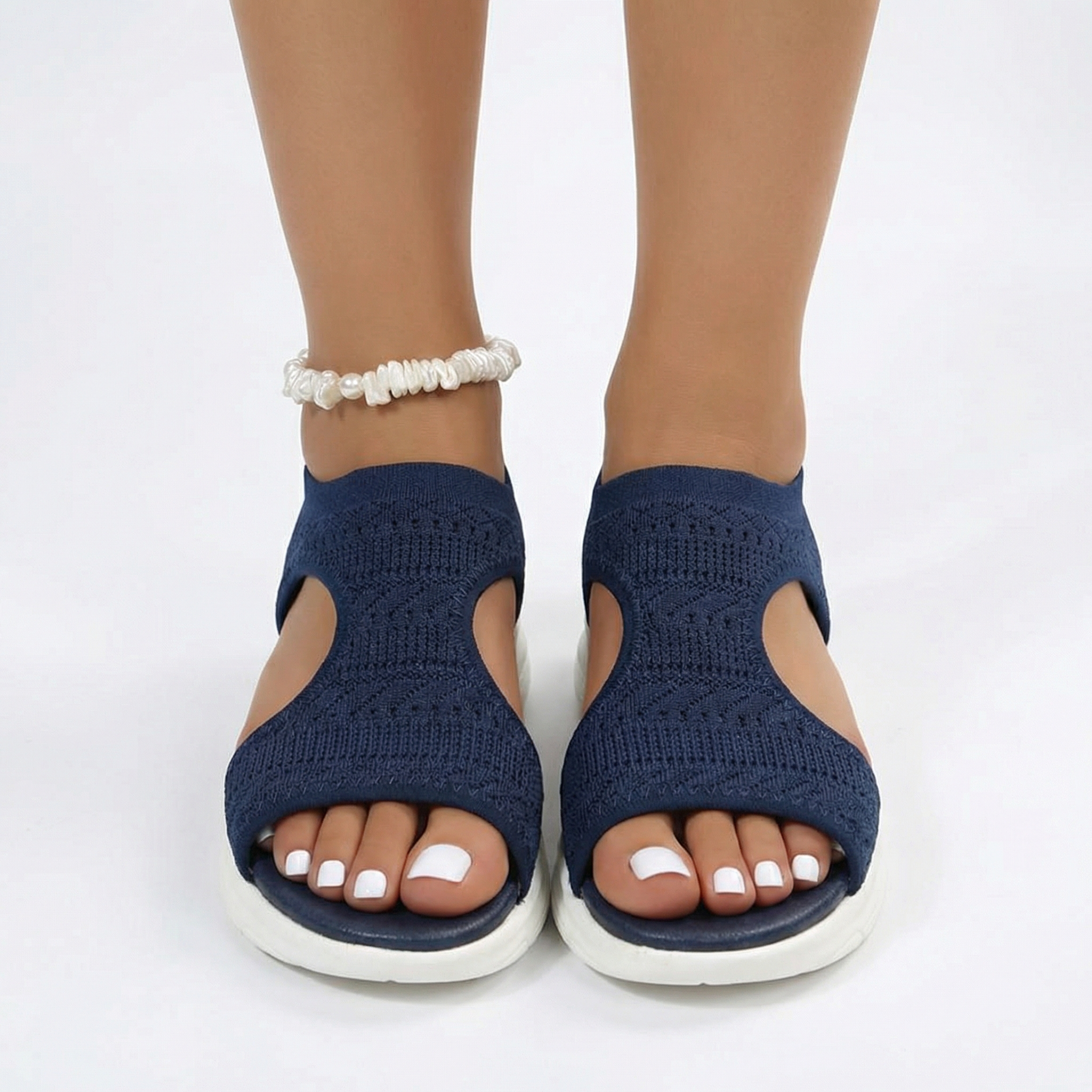 Ortho Cushioned Knit Sport Sandals - Breathable Upper, Ergonomic Arch Support, Lightweight Slip-On Design