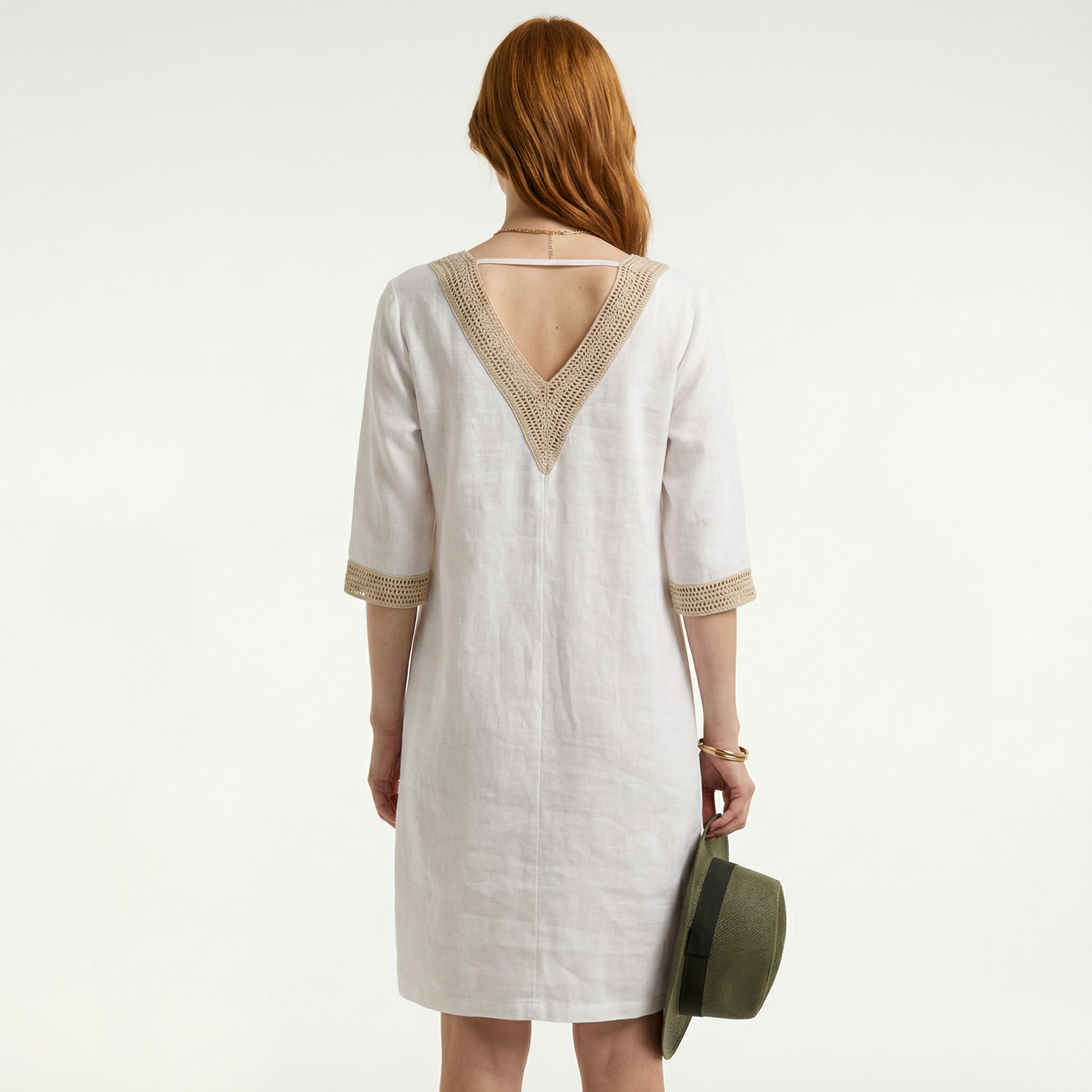Women’s Stylish Linen Summer Dress - Lightweight Breathable Fabric, Relaxed Midi Fit, Flattering Classic Neckline