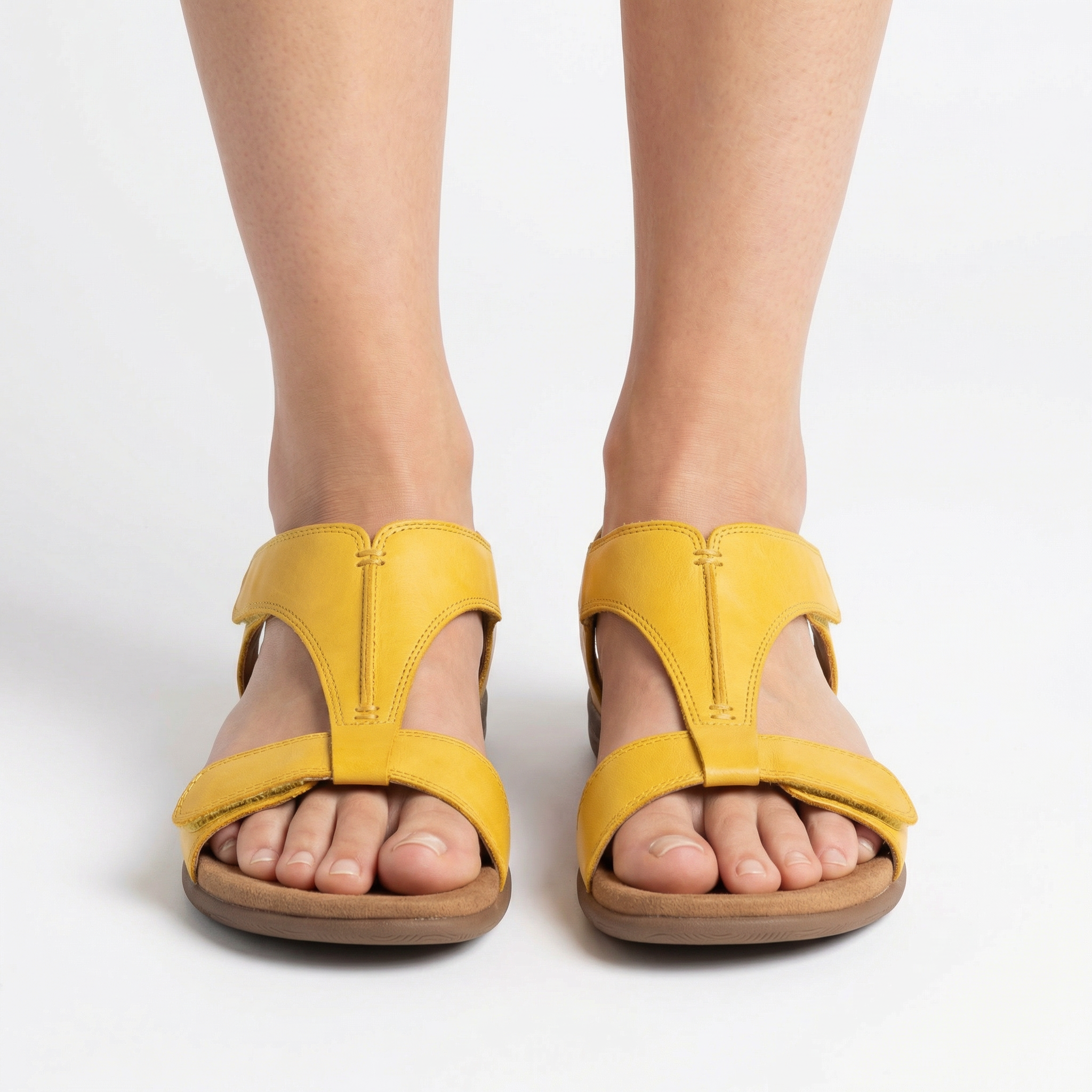 Orthopaedic Vegan Leather Sandals - Arch Support Footbed, Adjustable Hook-and-Loop Straps, Shock-Absorbing Lightweight Sole