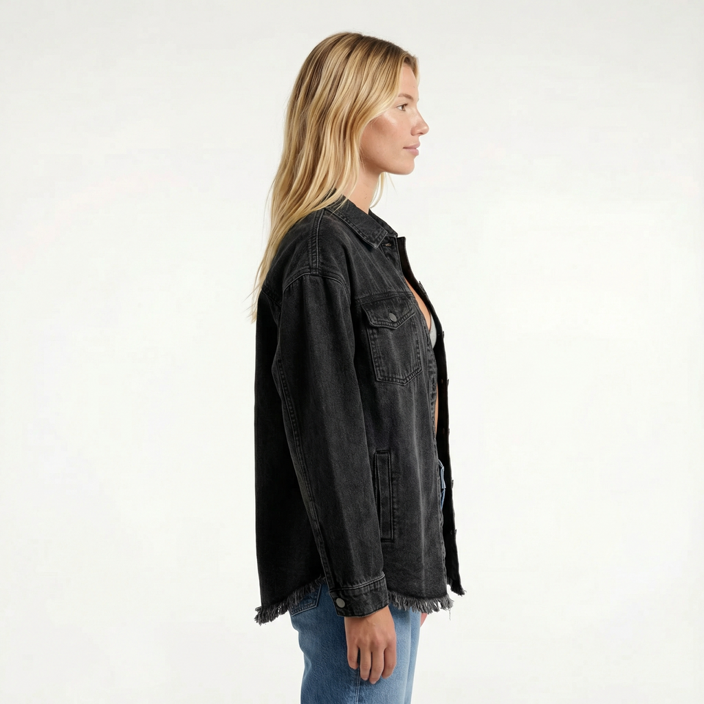 Classic Women's Denim Jacket - Relaxed Fit, Functional Pockets, Timeless Layering Essential