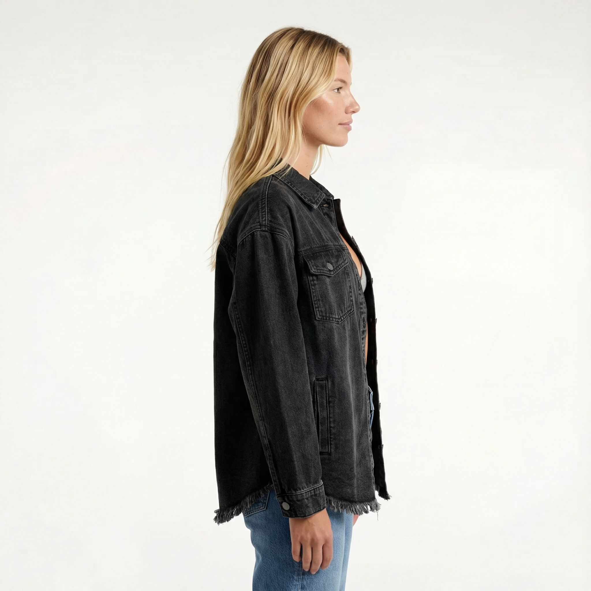 Classic Women's Denim Jacket - Relaxed Fit, Functional Pockets, Timeless Layering Essential