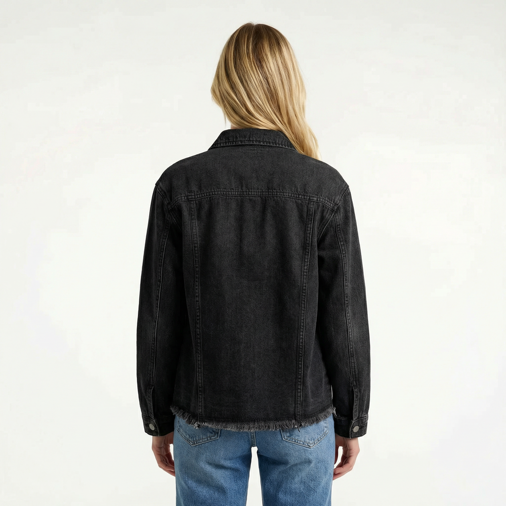 Classic Women's Denim Jacket - Relaxed Fit, Functional Pockets, Timeless Layering Essential