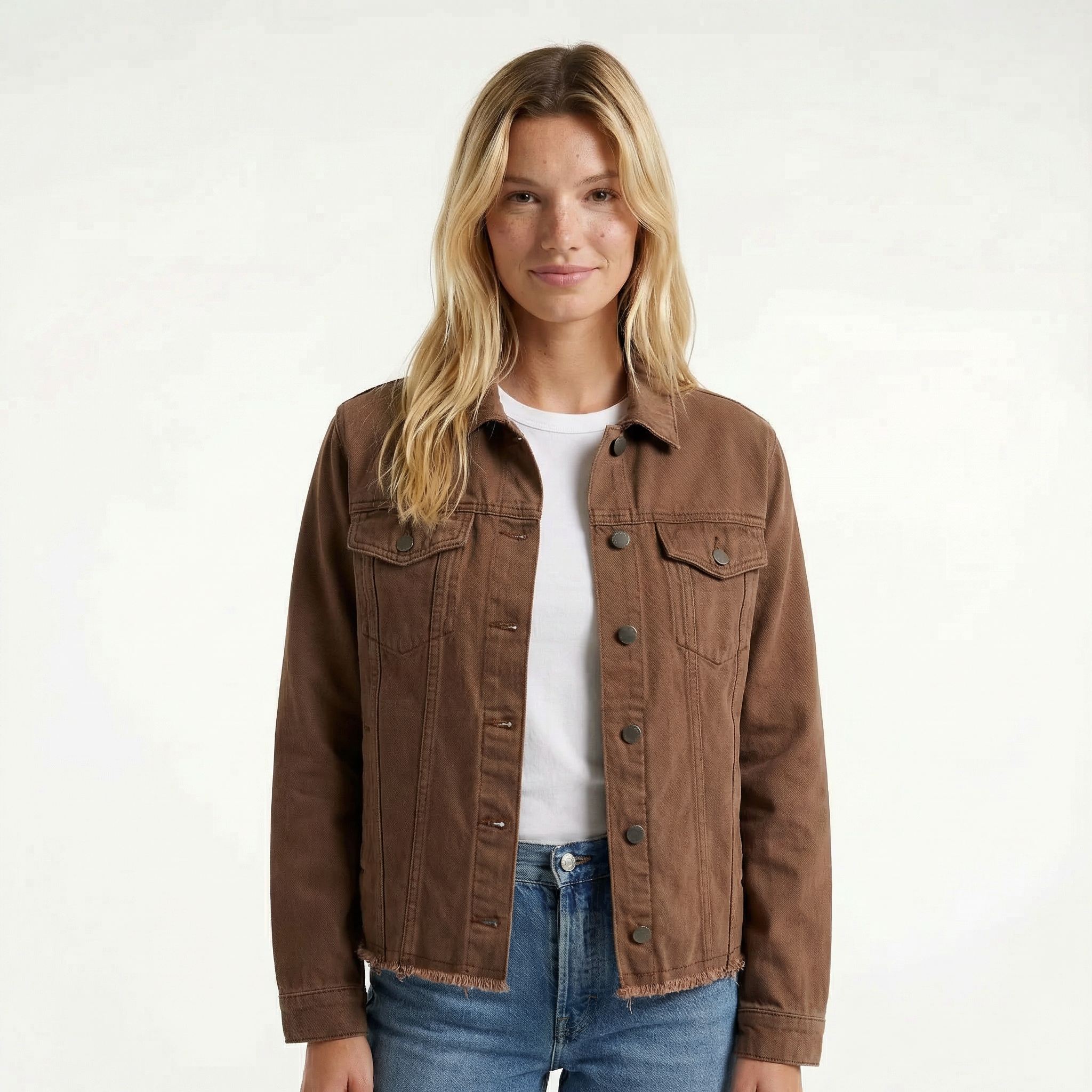 Classic Women's Denim Jacket - Relaxed Fit, Functional Pockets, Timeless Layering Essential