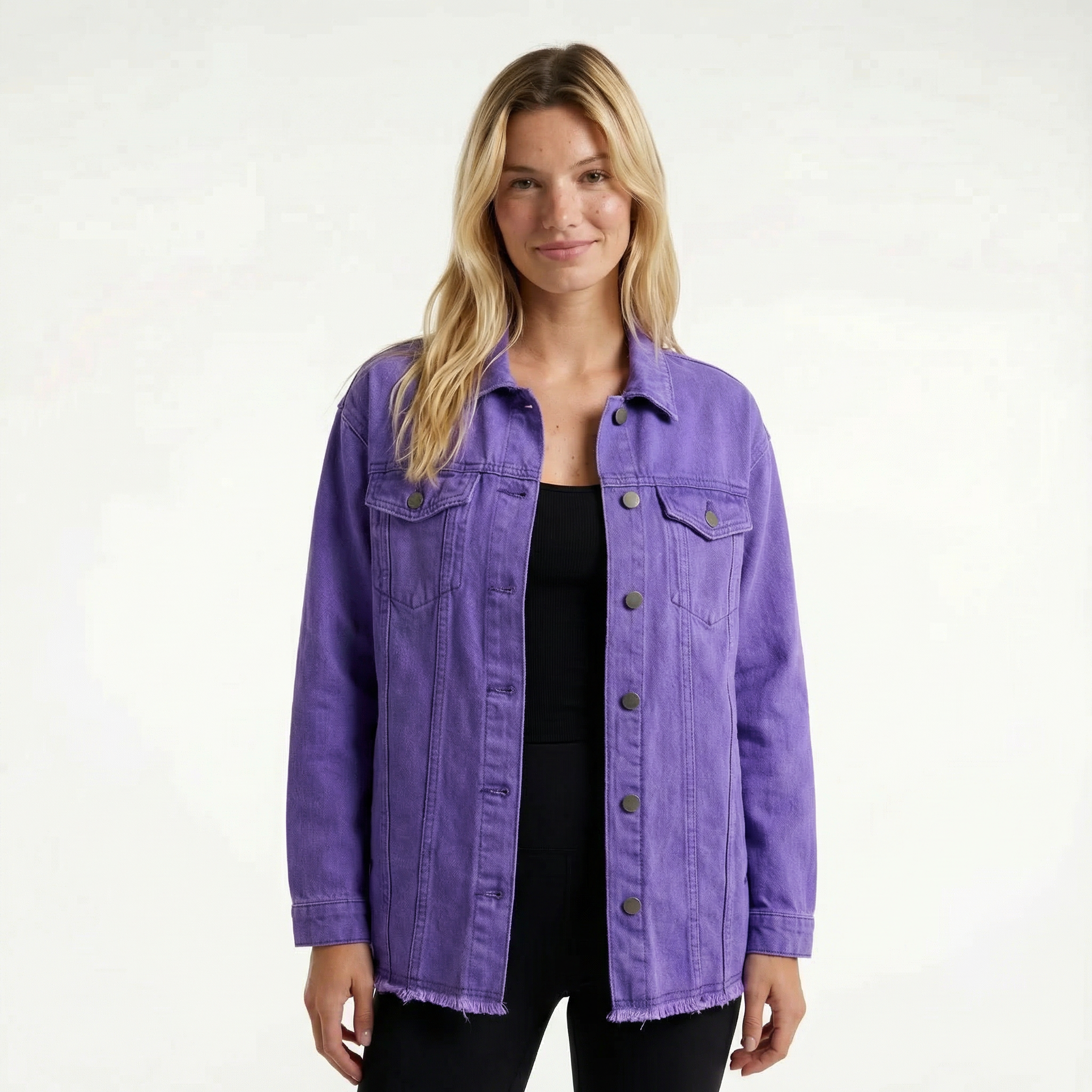 Classic Women's Denim Jacket - Relaxed Fit, Functional Pockets, Timeless Layering Essential