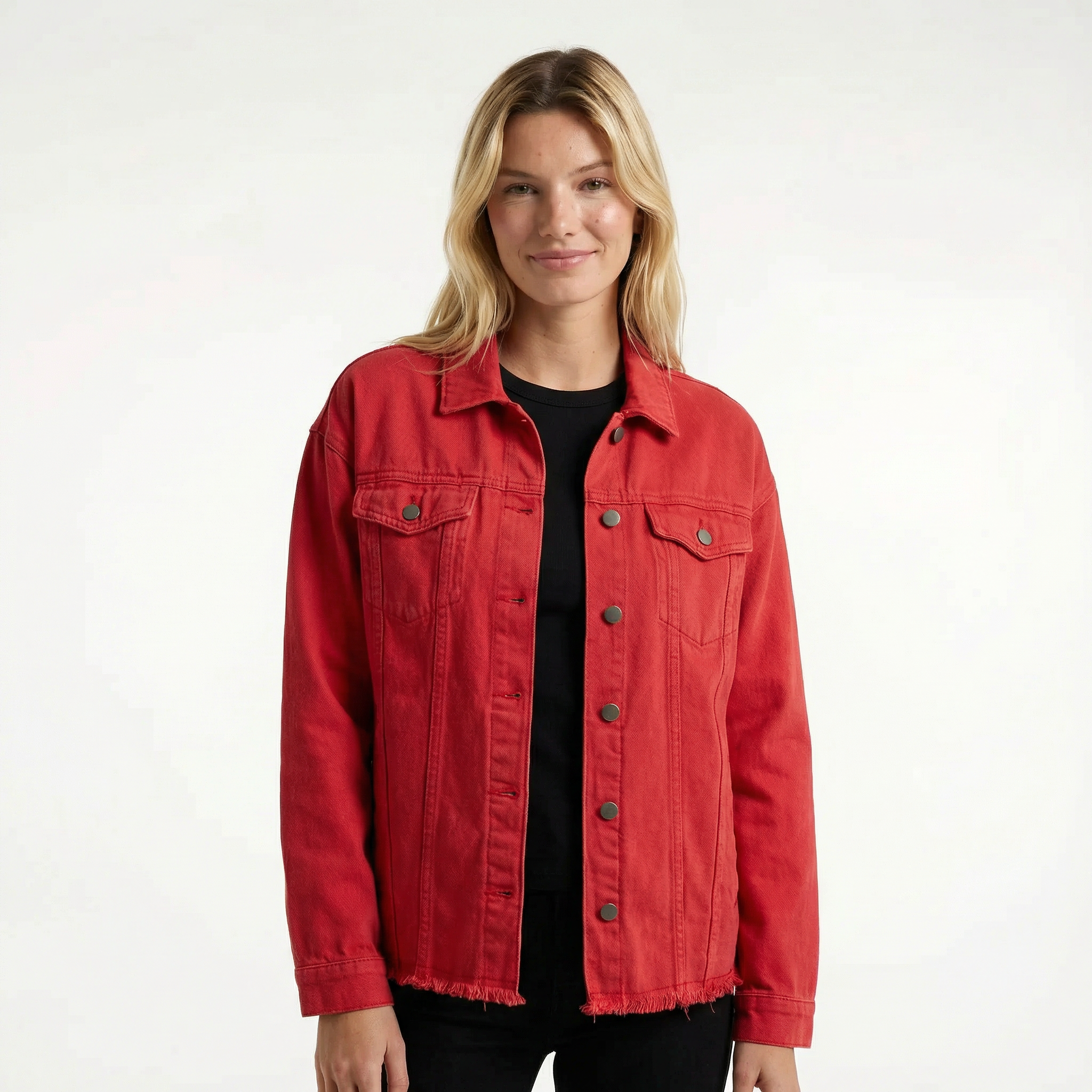 Classic Women's Denim Jacket - Relaxed Fit, Functional Pockets, Timeless Layering Essential
