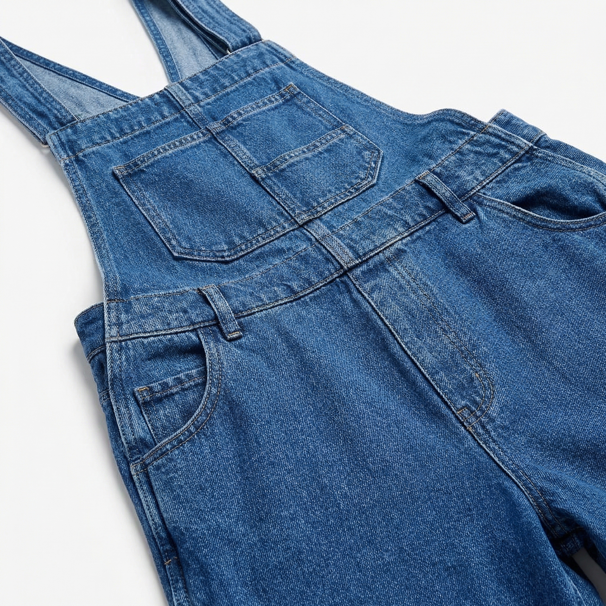 Women’s Denim Dungaree Jumpsuit - Relaxed Straight Leg, Adjustable Straps, Functional Utility Pockets