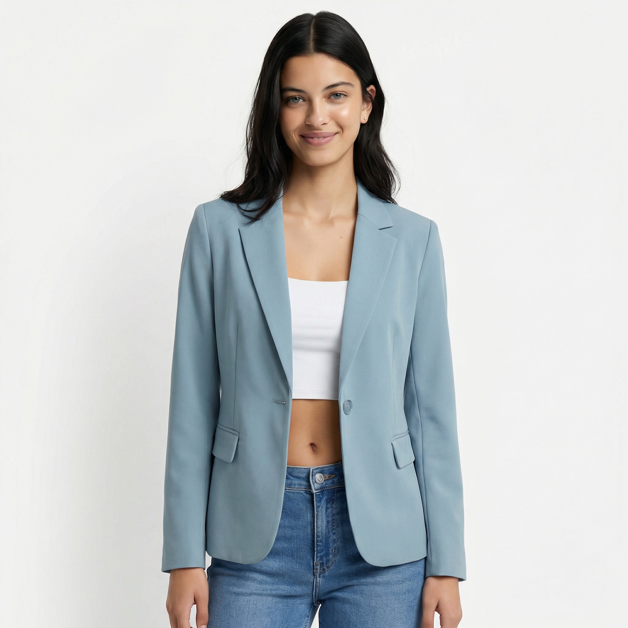 Women’s Fitted Blazer Jacket - Lightweight Spring Style, Single-Button Front, Breathable Polished Fabric