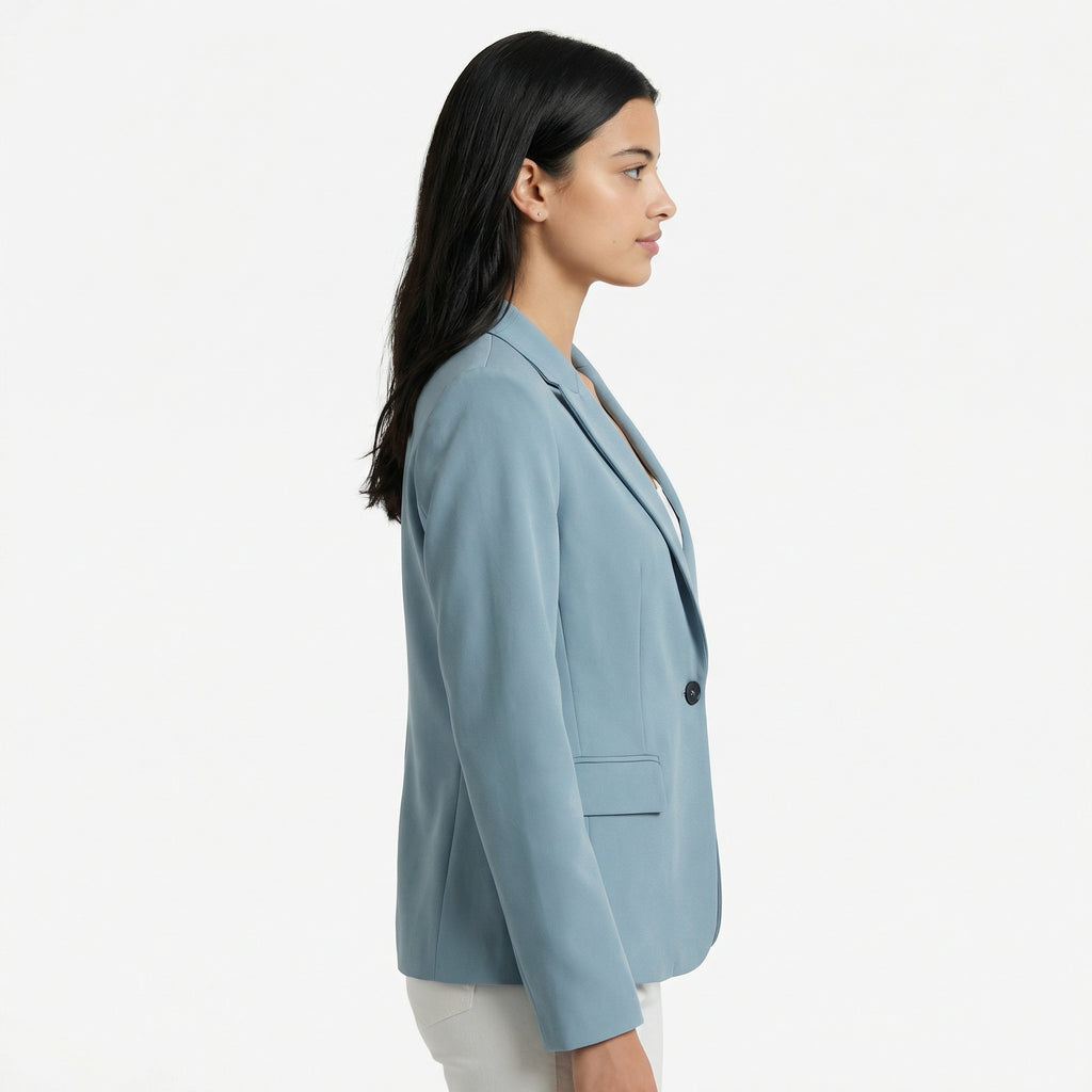 Women’s Fitted Blazer Jacket - Lightweight Spring Style, Single-Button Front, Breathable Polished Fabric
