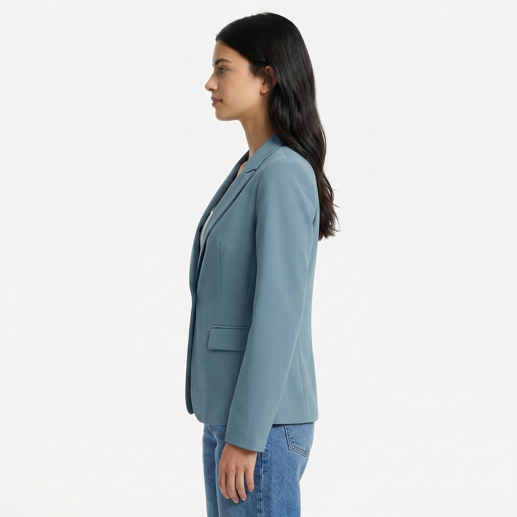 Women’s Fitted Blazer Jacket - Lightweight Spring Style, Single-Button Front, Breathable Polished Fabric