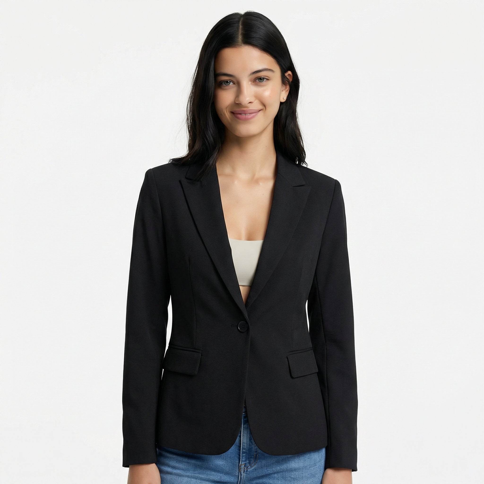 Women’s Fitted Blazer Jacket - Lightweight Spring Style, Single-Button Front, Breathable Polished Fabric