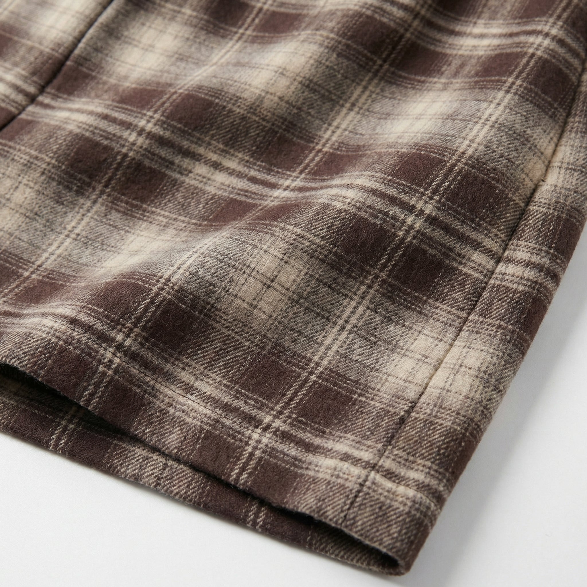 Brown Plaid Straight Mini Skirt - Classic Plaid Pattern, Zipper Closure, Soft Breathable Fabric