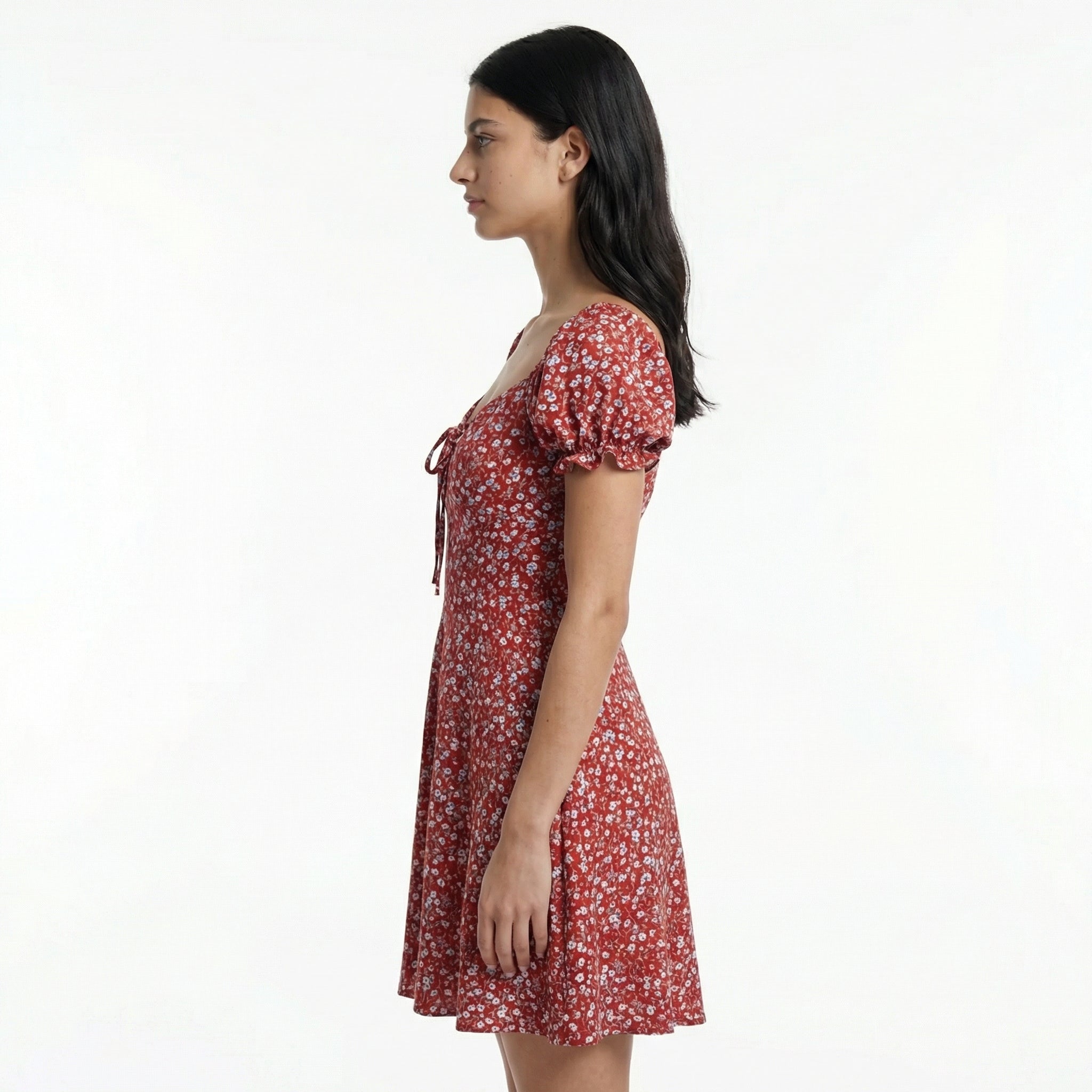 Floral Off-the-Shoulder Dress - Romantic Floral Pattern, Fitted Waist, Summer Party Style