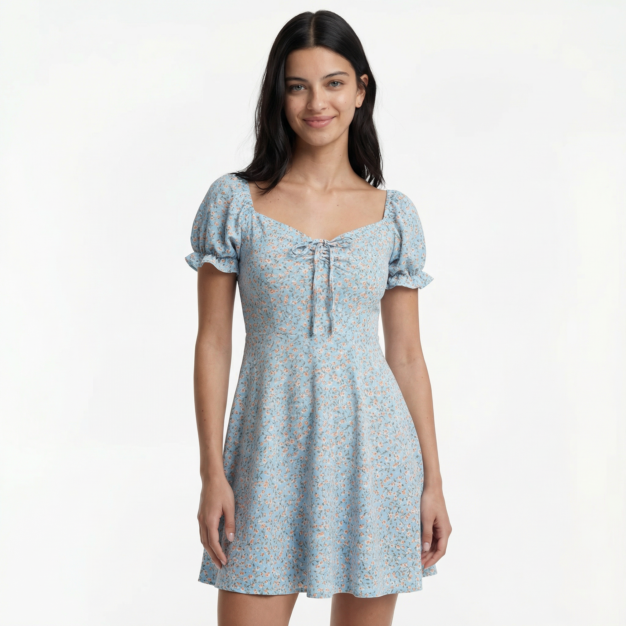 Floral Off-the-Shoulder Dress - Romantic Floral Pattern, Fitted Waist, Summer Party Style