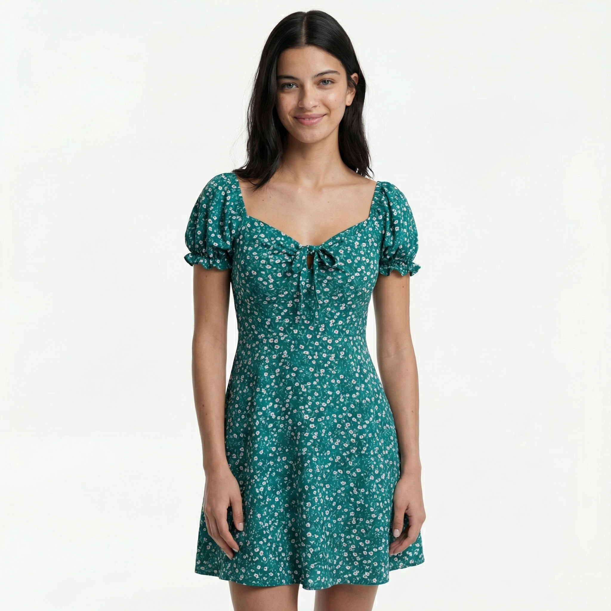 Floral Off-the-Shoulder Dress - Romantic Floral Pattern, Fitted Waist, Summer Party Style