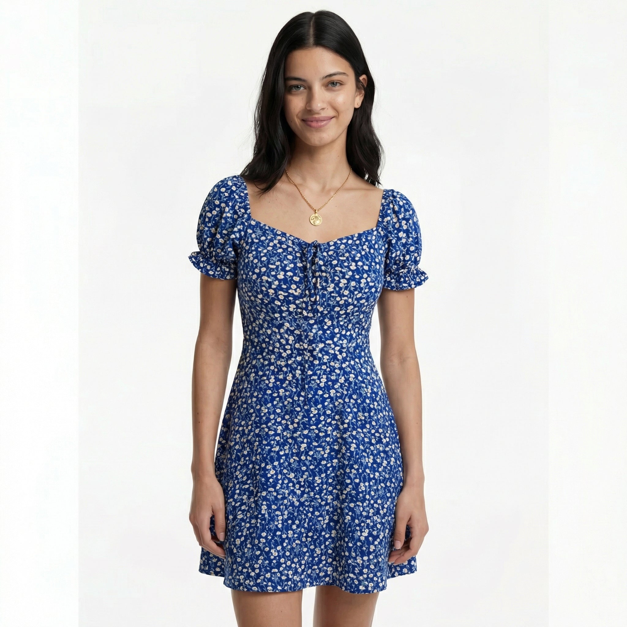 Floral Off-the-Shoulder Dress - Romantic Floral Pattern, Fitted Waist, Summer Party Style