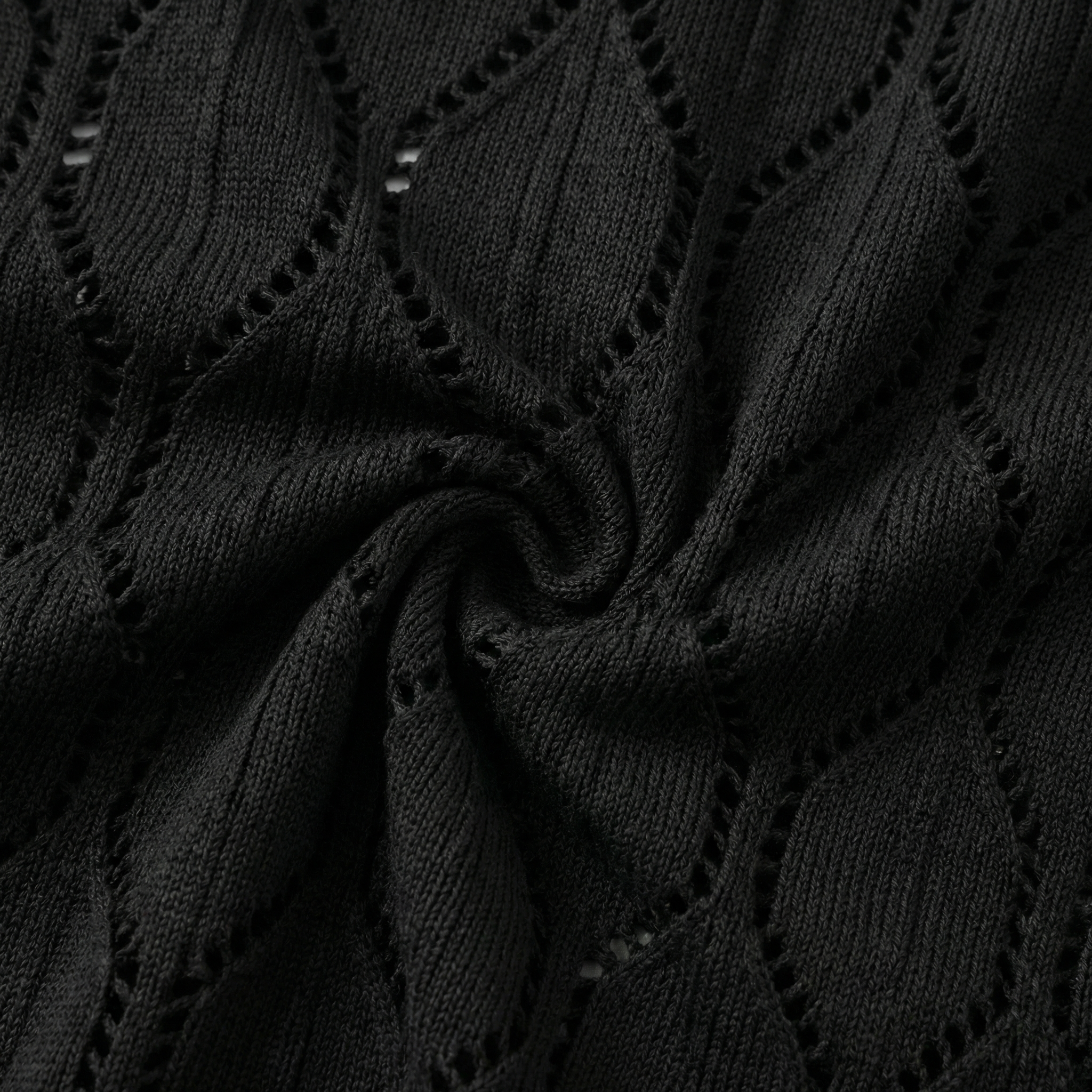 Women's Elegant Openwork Summer Dress - Deep V-Neck, Side Slit, Slim Fit Knit