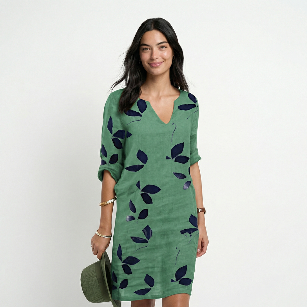 Amanda Minimalist Summer Dress - Terylene Fabric, Solid Pattern, Comfortable Relaxed Fit