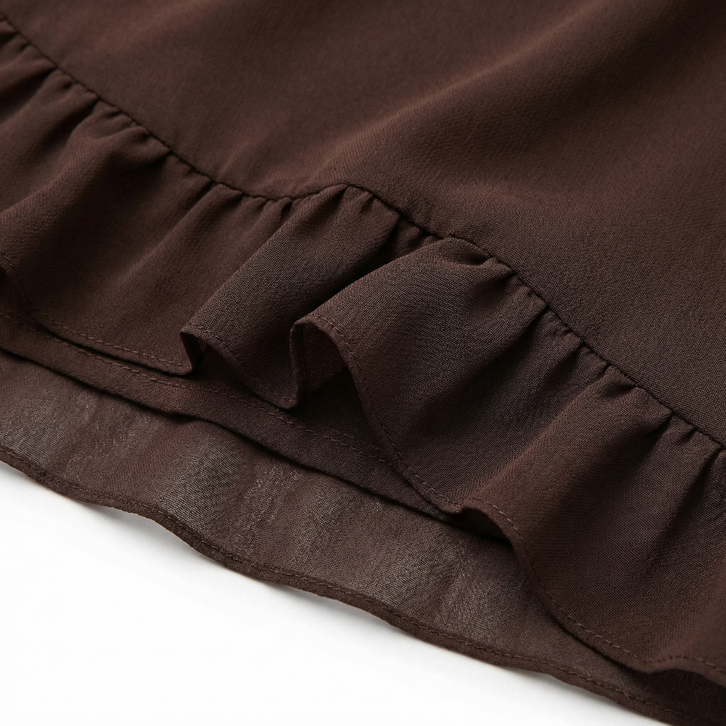 Women's Ruffle Prom Maxi Dress - Front Slit, Fitted Bodice, Elegant Evening Style