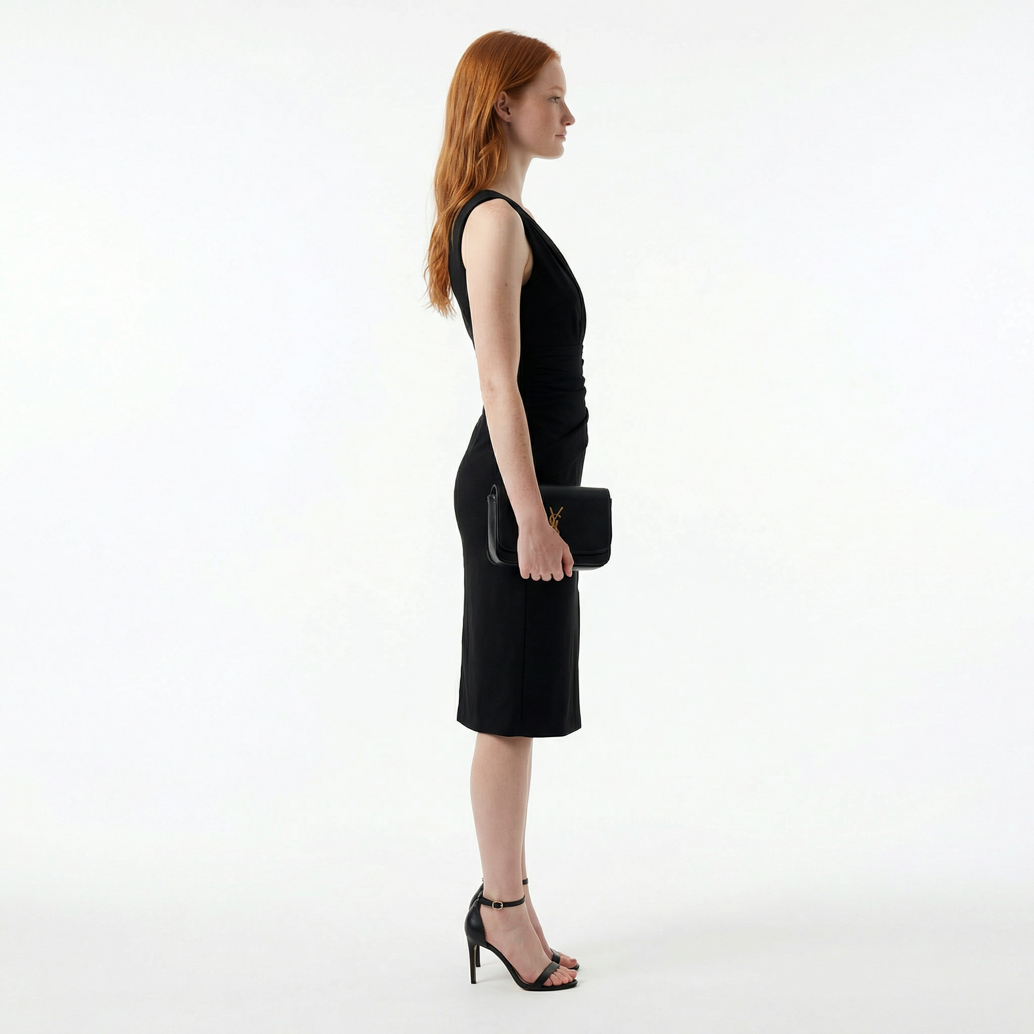 Aria Elegant Office to Evening Dress - Pleated Neckline, Slim Fit, Sophisticated Silhouette