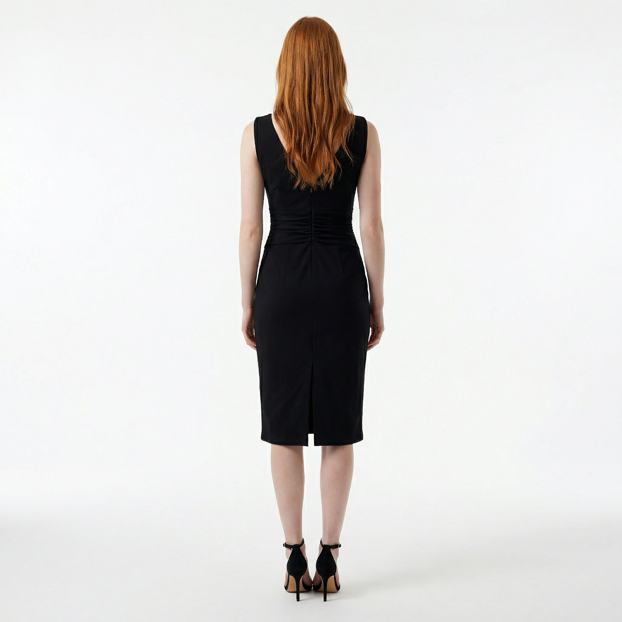 Aria Elegant Office to Evening Dress - Pleated Neckline, Slim Fit, Sophisticated Silhouette