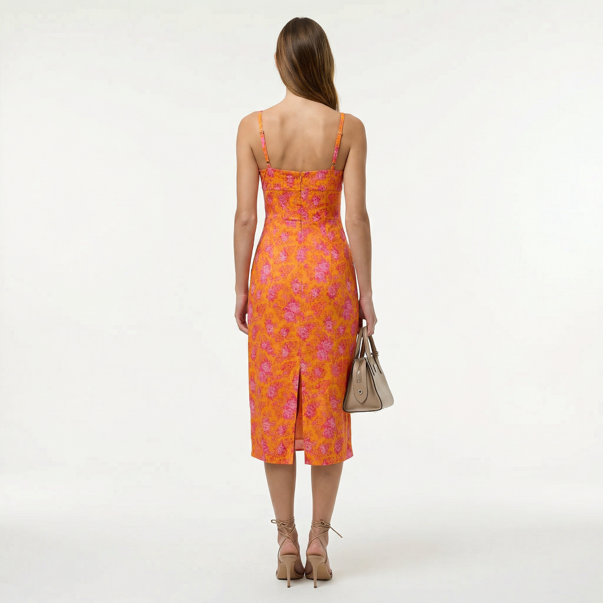 Classic Floral Summer Midi Dress - Ruched Sweetheart Neckline, Adjustable Straps, Smocked Back