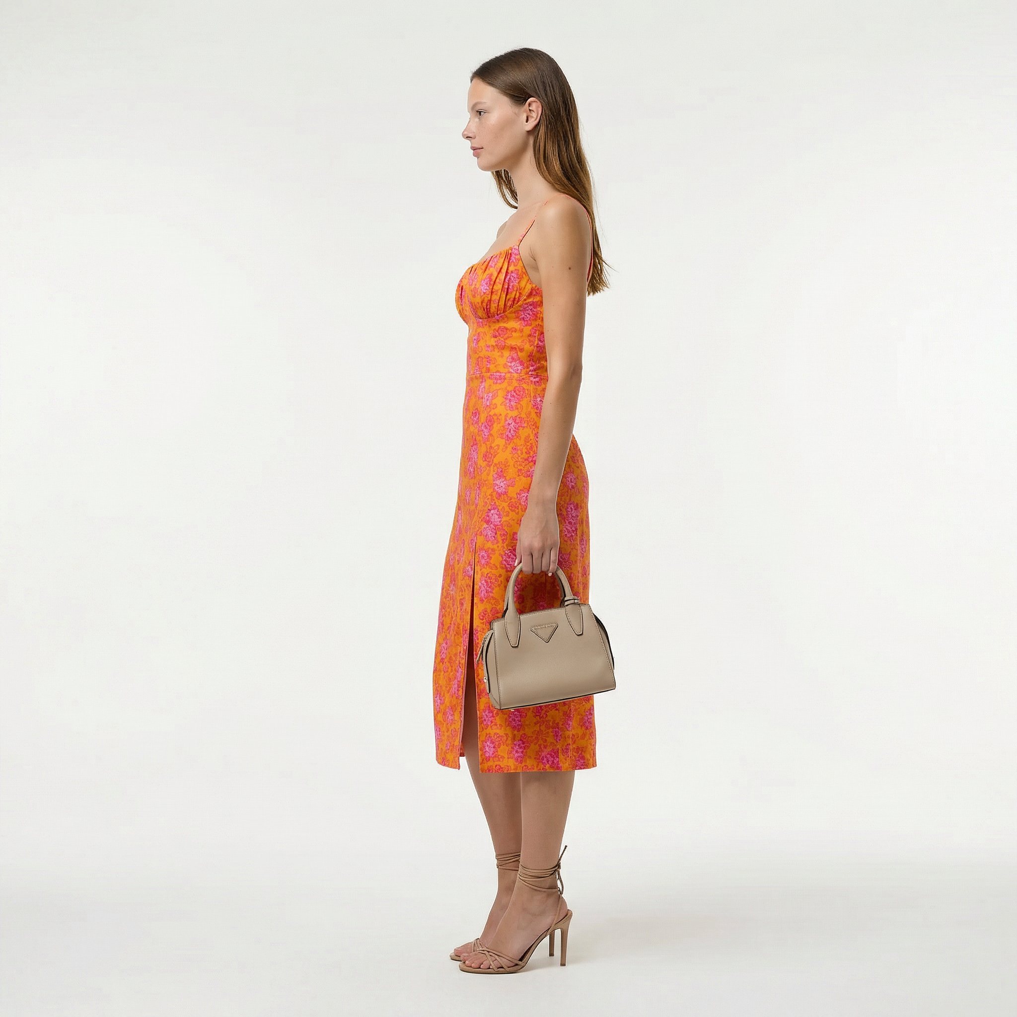 Classic Floral Summer Midi Dress - Ruched Sweetheart Neckline, Adjustable Straps, Smocked Back