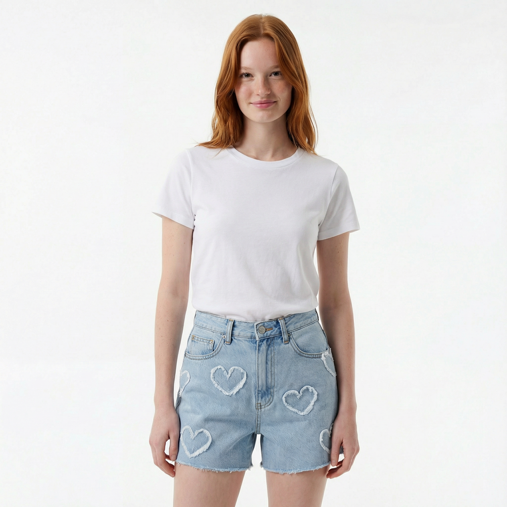 Heart Print Casual Summer Shorts - Mid-Thigh Length, Comfortable Fit, Playful Pattern