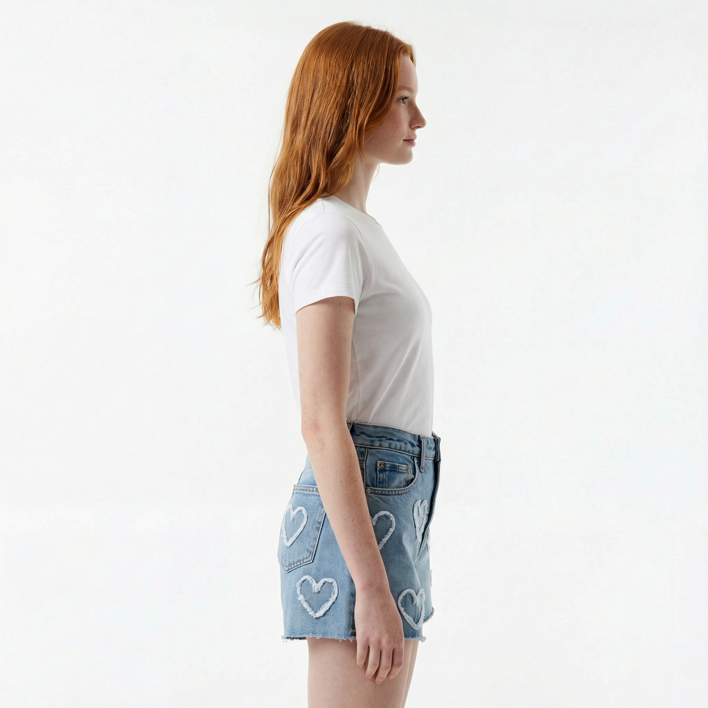 Heart Print Casual Summer Shorts - Mid-Thigh Length, Comfortable Fit, Playful Pattern