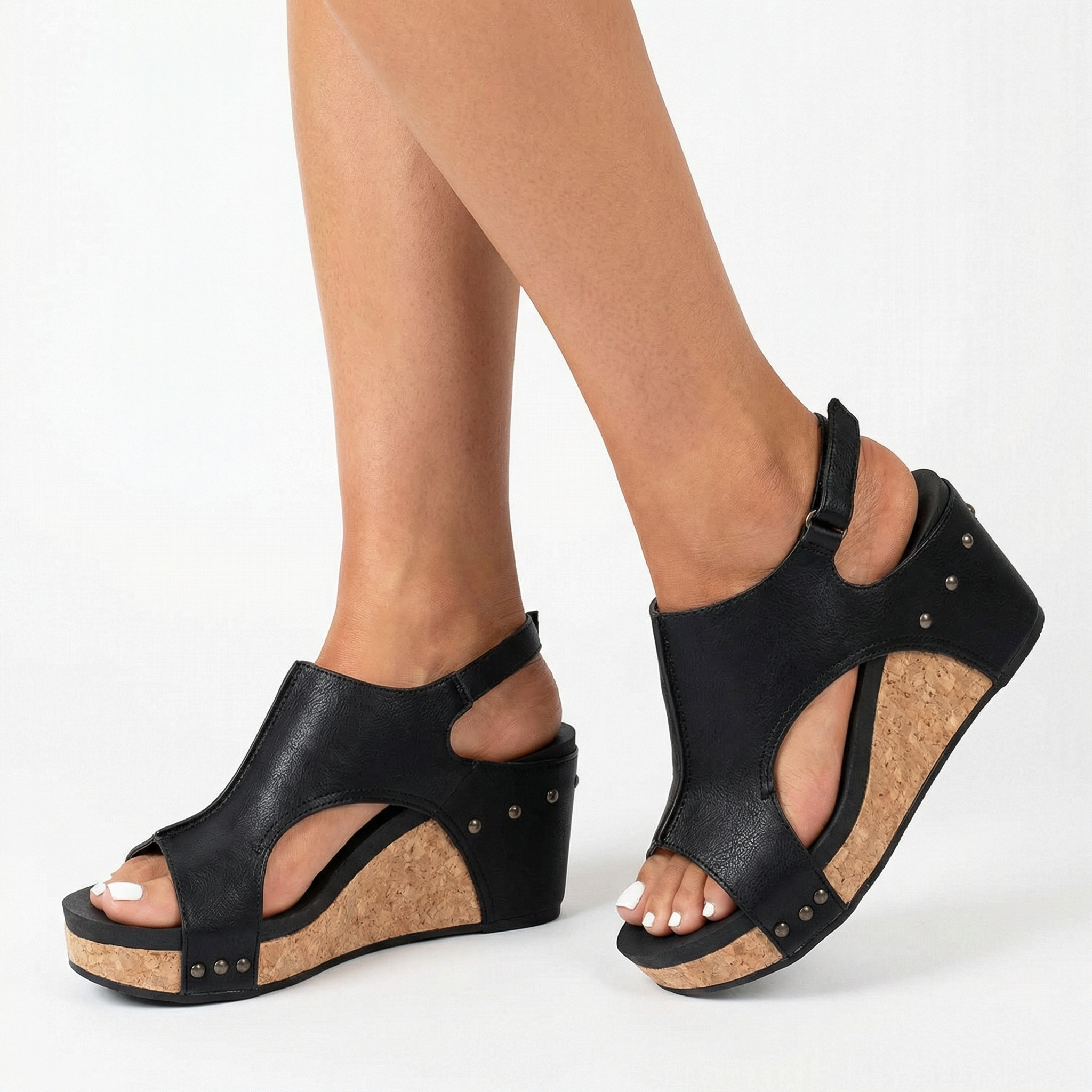 Auria Women's Orthopaedic Leather Sandals - Genuine Leather, Arch and Heel Support, Cushioned Footbed