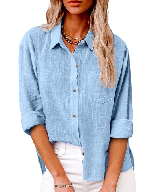 Estelle Women's Loose-Fit Shirt - Fold-Over Collar, Relaxed Fit, Modern Casual Style