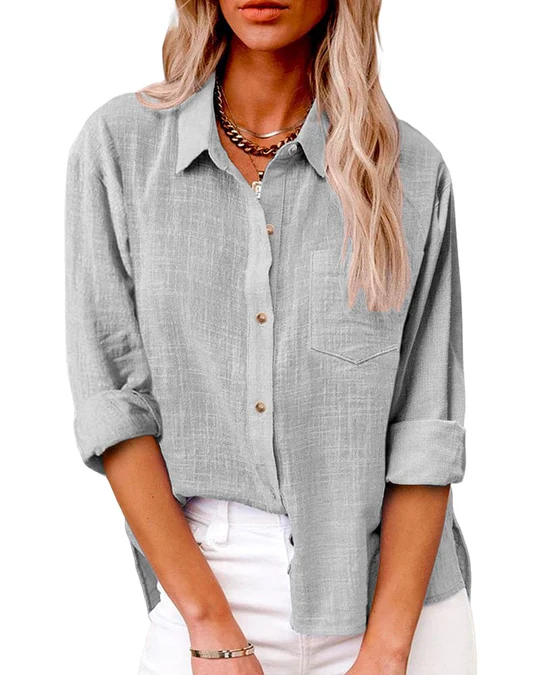 Estelle Women's Loose-Fit Shirt - Fold-Over Collar, Relaxed Fit, Modern Casual Style