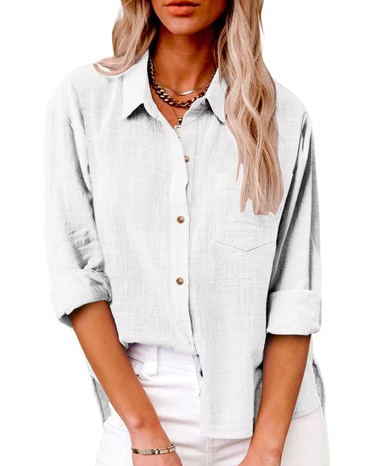Estelle Women's Loose-Fit Shirt - Fold-Over Collar, Relaxed Fit, Modern Casual Style