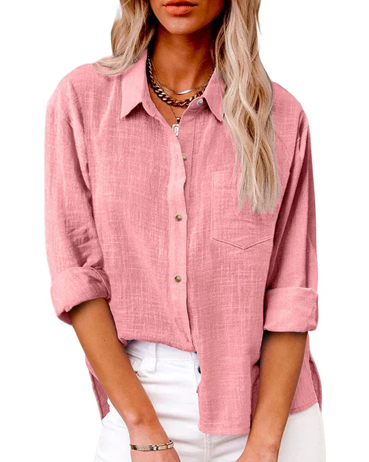 Estelle Women's Loose-Fit Shirt - Fold-Over Collar, Relaxed Fit, Modern Casual Style