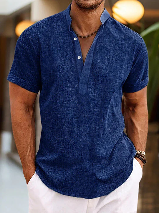 Riley Men's Short-Sleeve Henley Shirt - Relaxed Fit, Classic Button Neckline, Breathable Summer Style