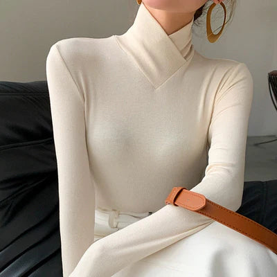 Women's Stylish Long-Sleeved Turtleneck Sweater - Comfortable Fit, Elegant Knit Design, Warm Everyday Style