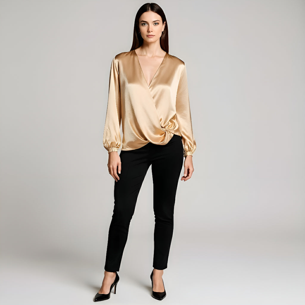 Satin Wrap Blouse