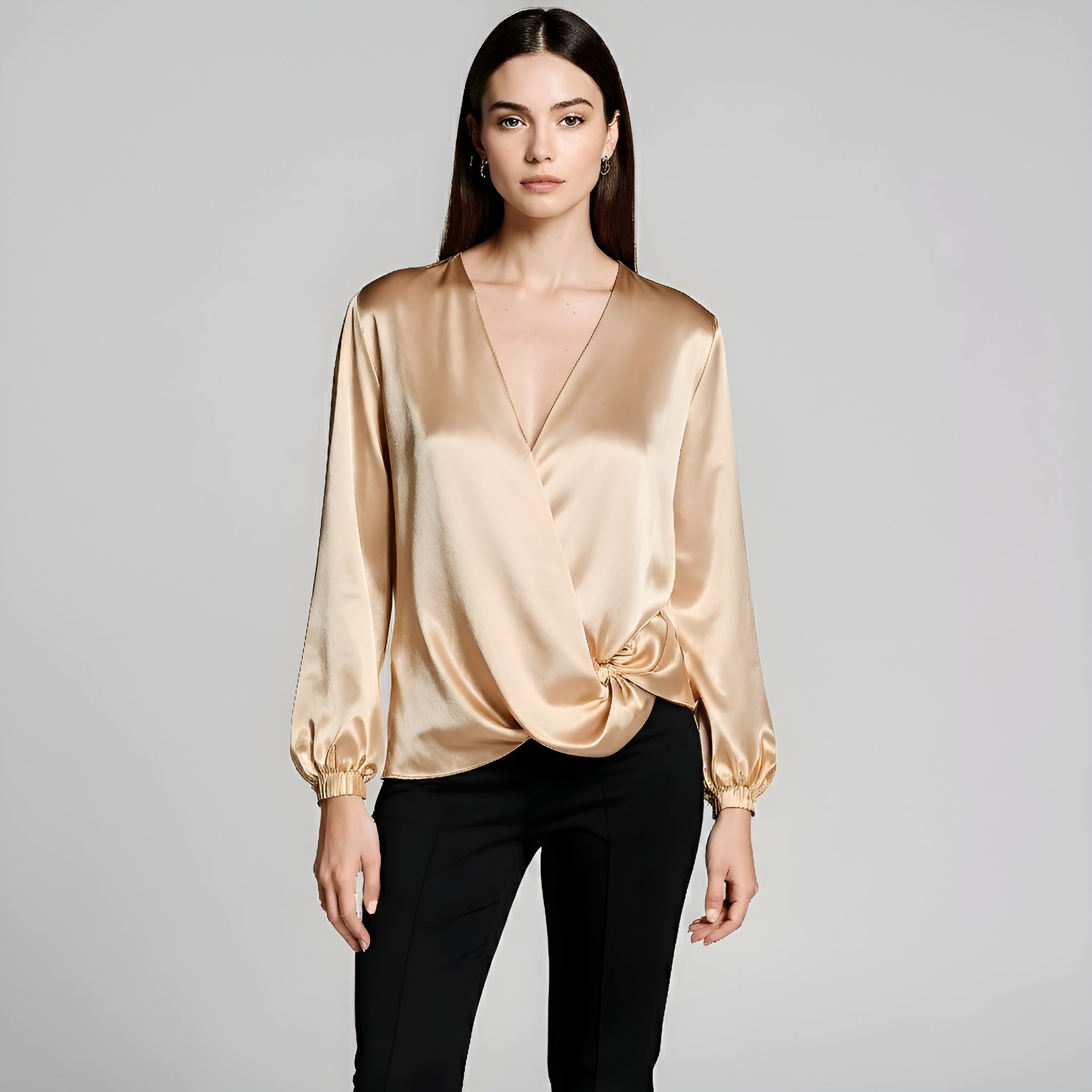 Satin Wrap Blouse